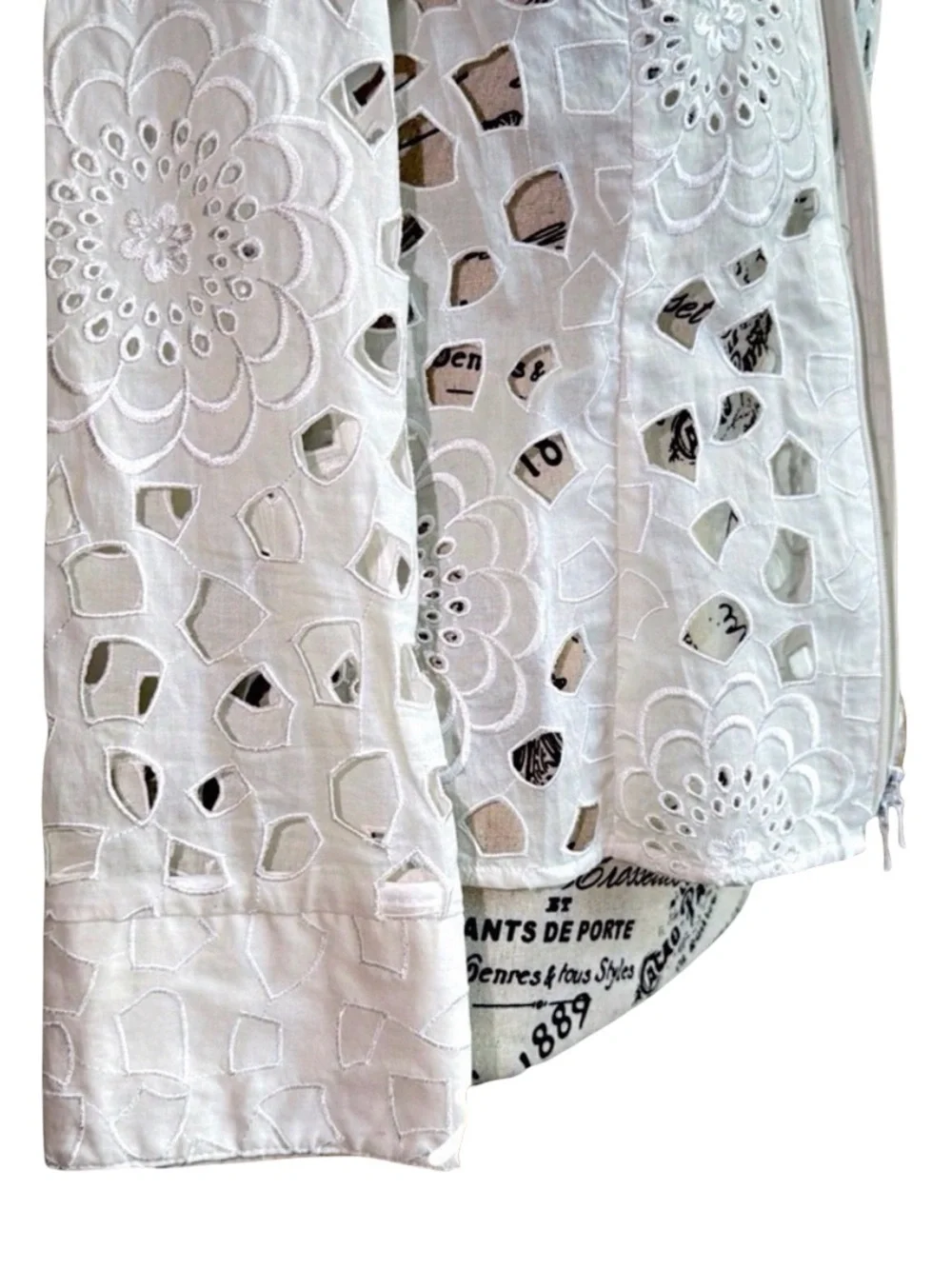 Samuel Dong Ivory Cutwork Floral Zip-Front Jacket | Women’s Small - Picture 10 of 13
